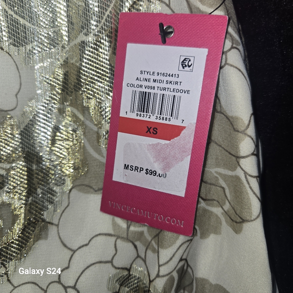 Vince Camuto Floral Maxi Skirt in Cream & Gold Size:XS - Picture 5 of 8